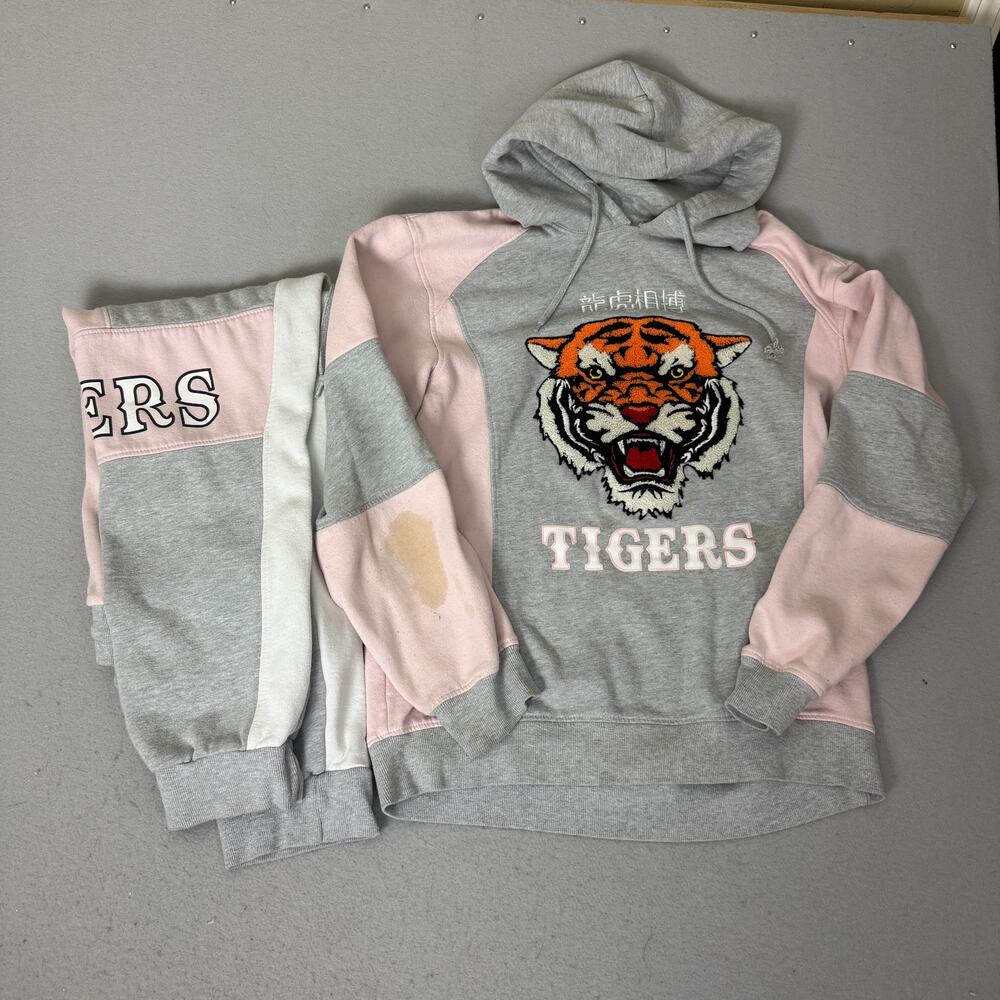 Kloud9 Tigers Sweatsuit XL Gray Pink Hoodie Joggers Set Embroidered Tiger